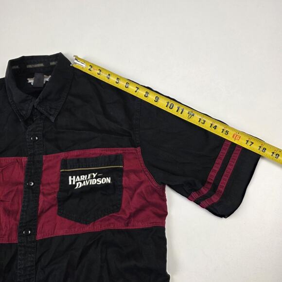 Vintage Harley-Davidson Shirt Mens Large Burgundy Short Sleeve Embroidered 90s - Picture 9 of 11